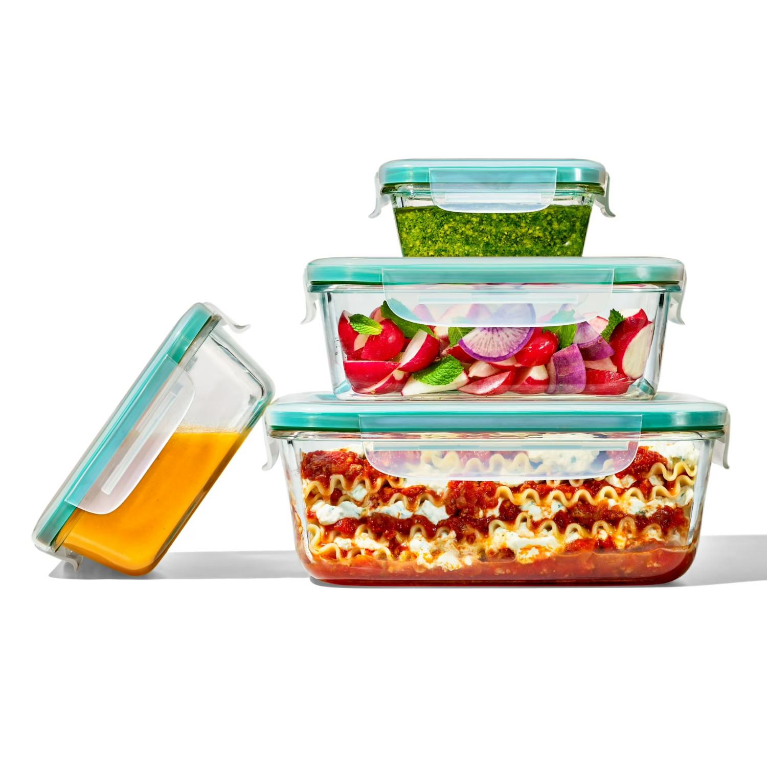 OXO Softworks Smart Seal Glass Container Set 8Pc Meal Prep Storage Kitchen