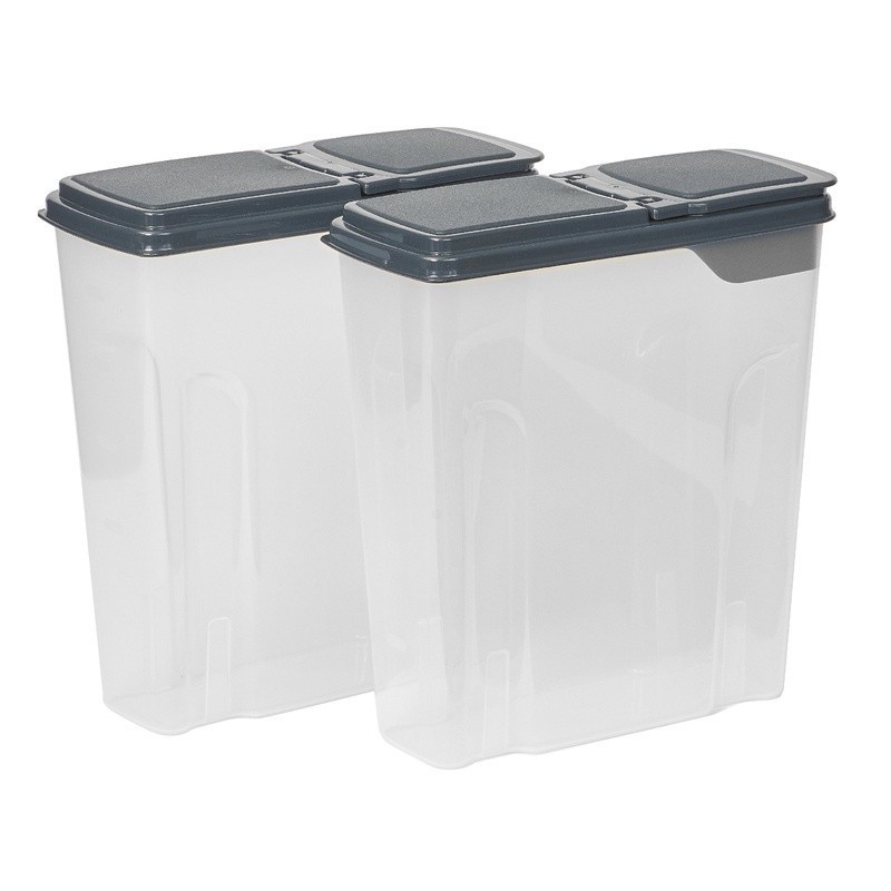 Set of 2 Large Plastic Storage Dispensers Cereal Snacks Pasta Rice Organizer New