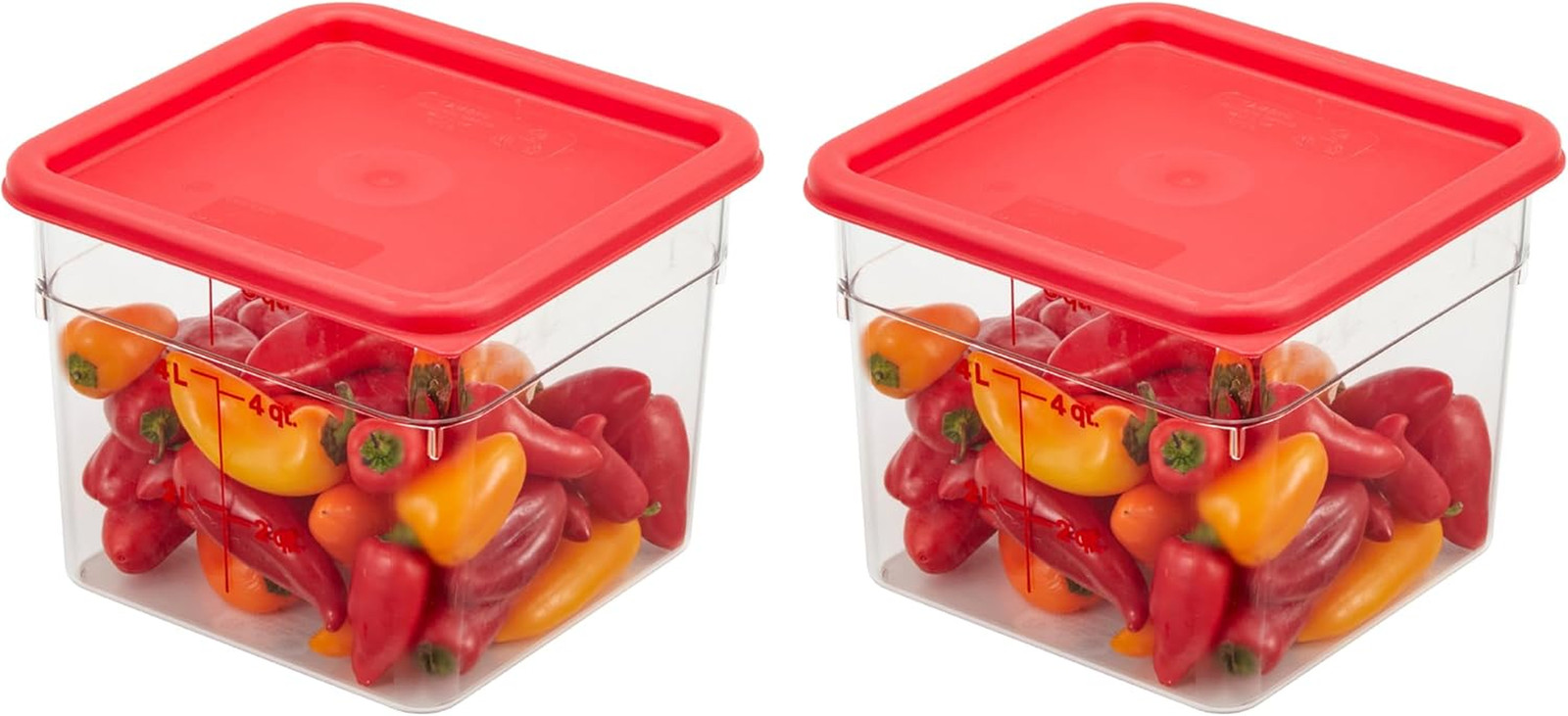 Food Storage Container with Lid – 6 QT (Quart) Square, Classic Series with Red L