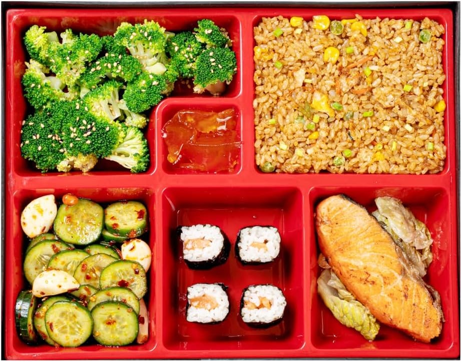 Restaurantware-12.2 x 9.8 x 2.4 Inch Compartment Lunch Large, Black