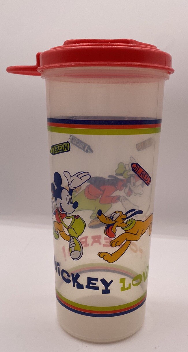 Tupperware Mickey & Minnie Mouse School Day Cup Set with Mickey Lids Lot of 3