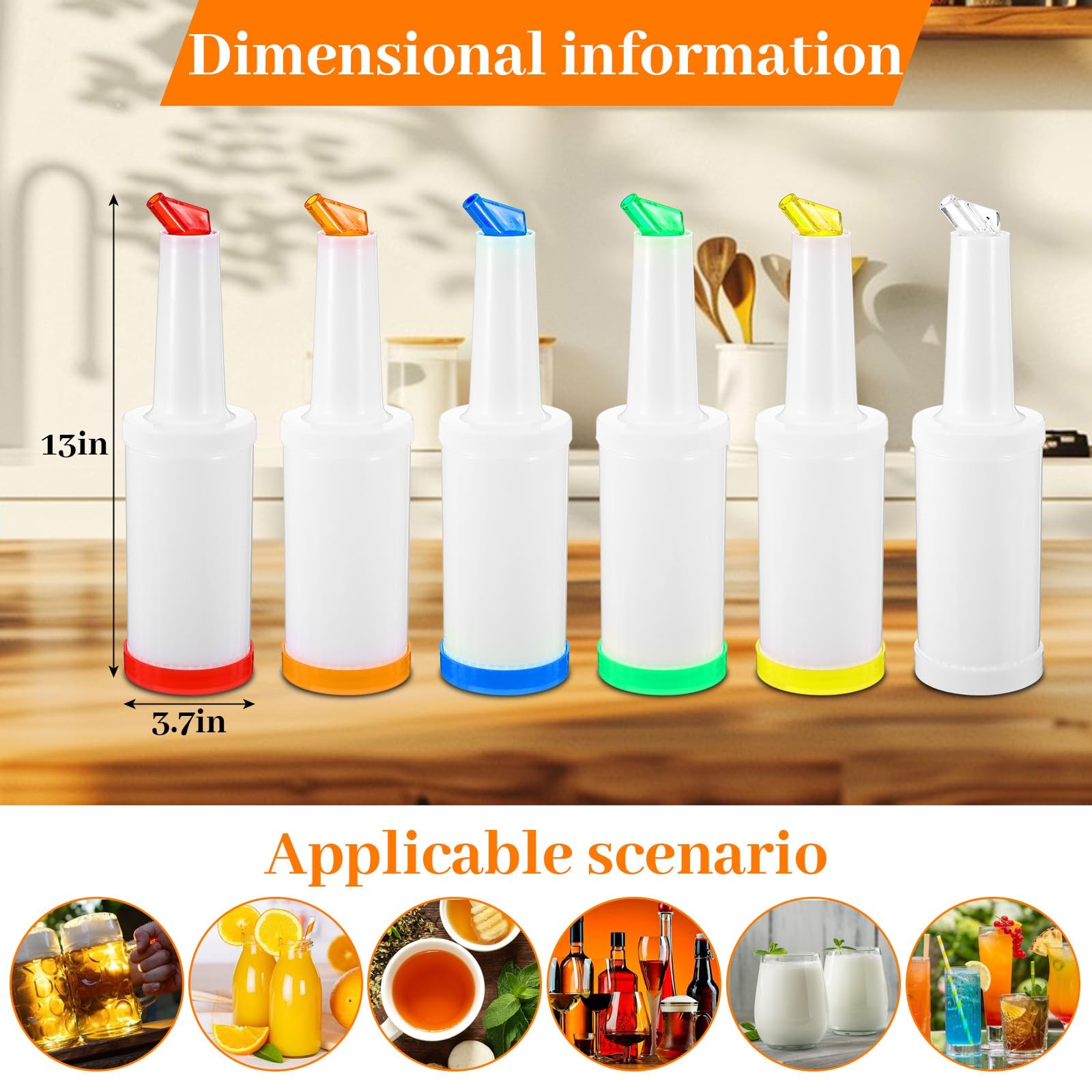 6 PCS Plastic Juice Pour Bottle Containers 34 Oz Dispensers For Bar Party