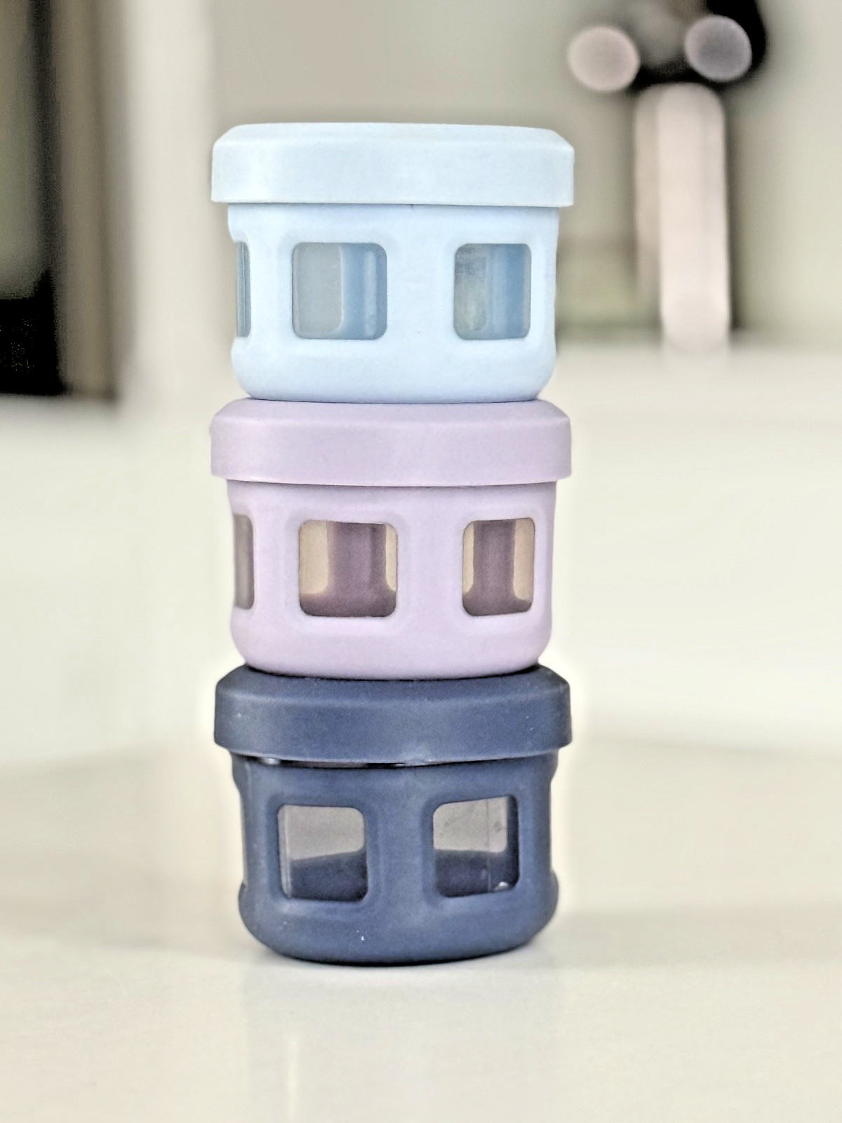 Ello 3pk Plastic Condiment Food Storage Containers Purple Blue Navy Lunch Snack
