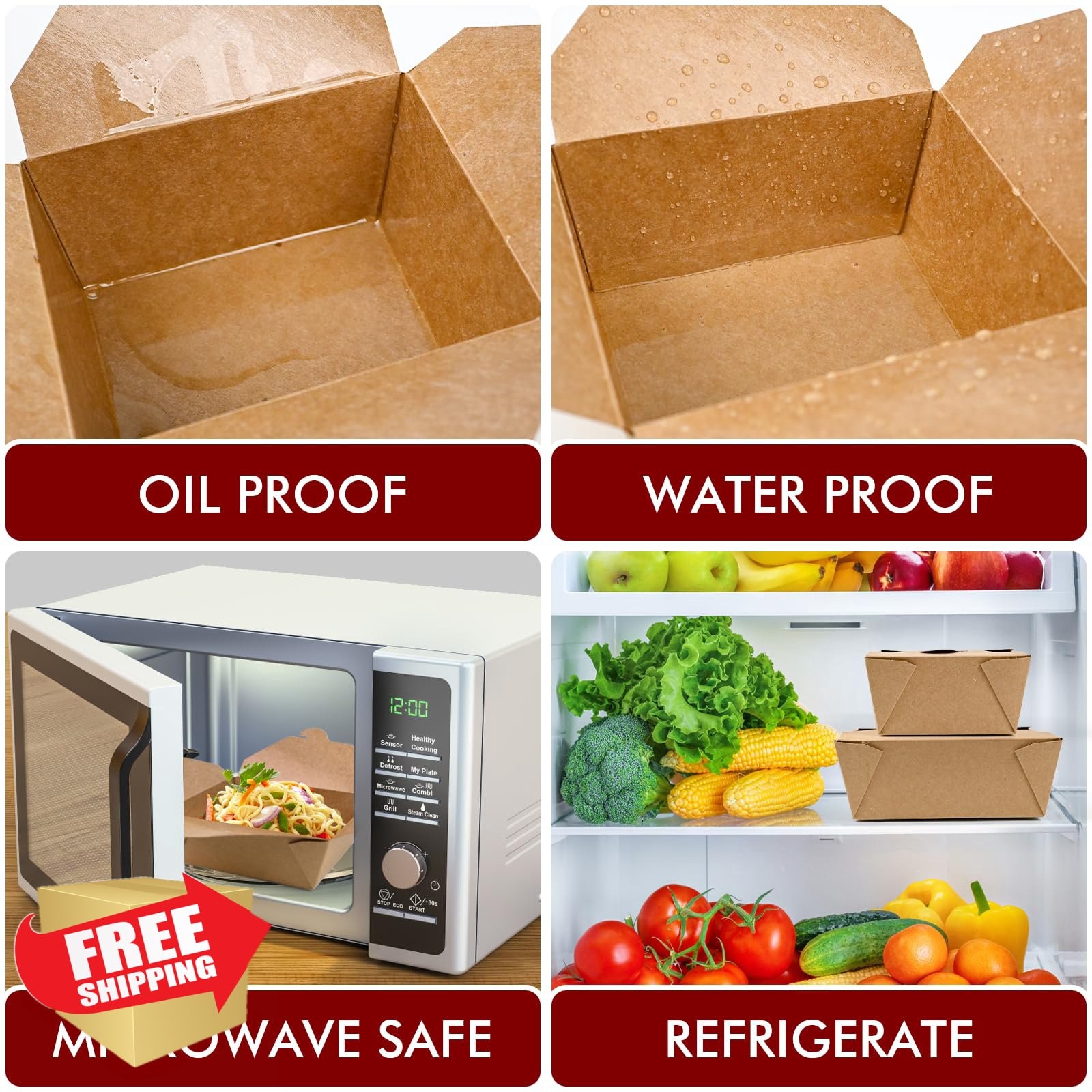 EcoDispose 71oz Kraft Take Out Boxes 200 Pcs