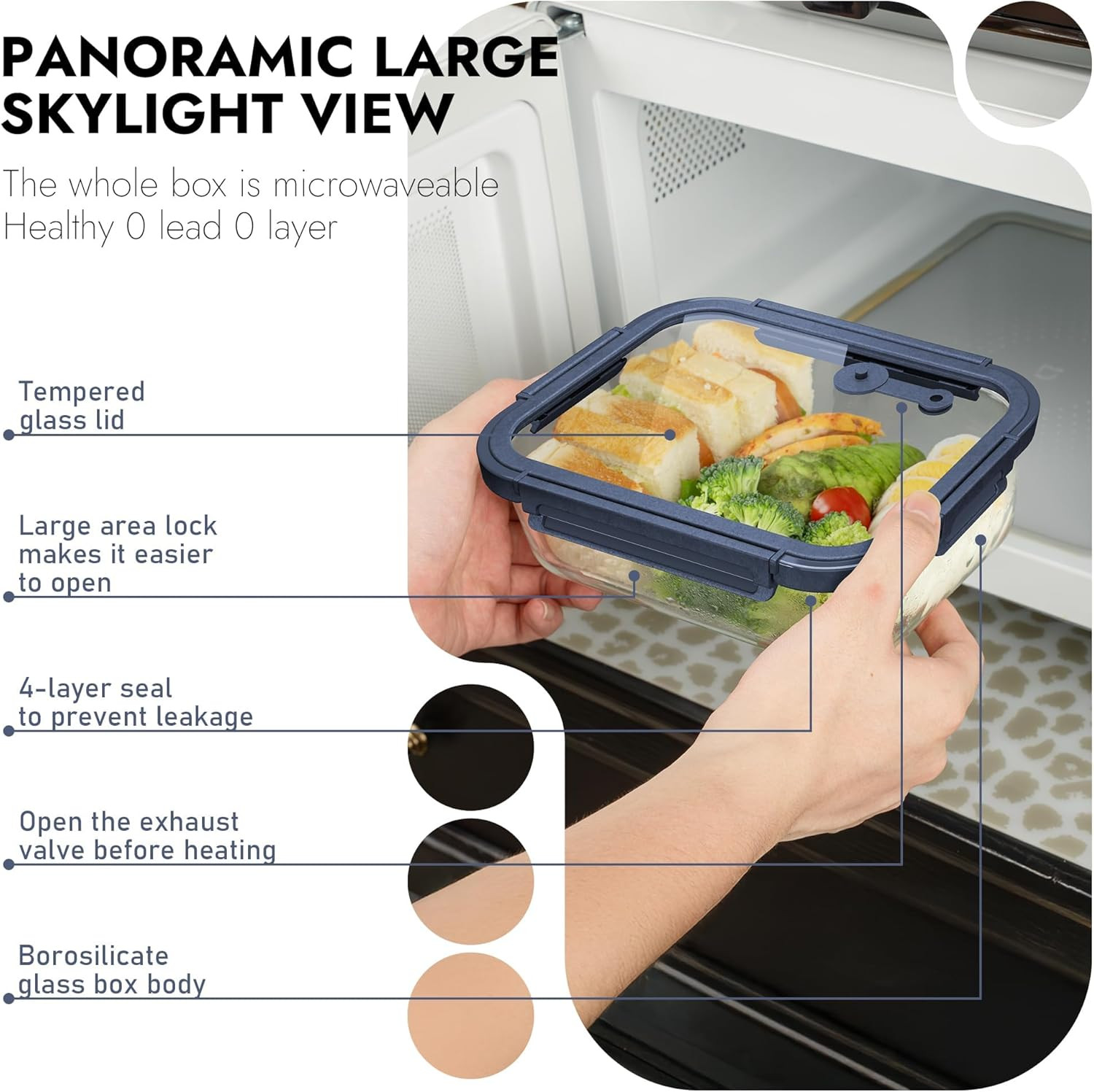 10-Pack Glass Food Storage Containers with Tempered Lids – Borosilicate, Airtigh
