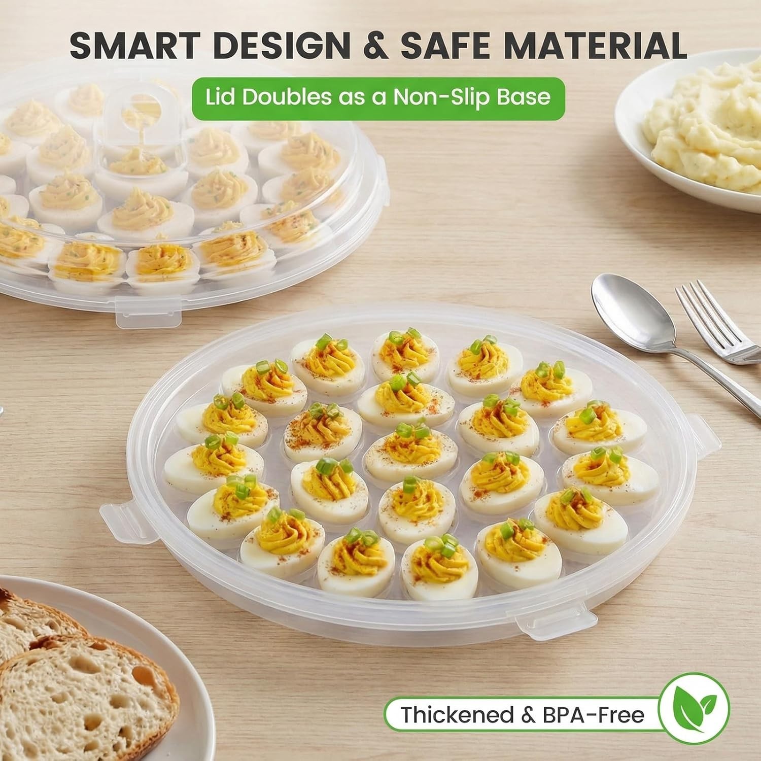 Crystal Clear Deviled Egg Carrier – 22 Slots, Portable & Elegant Presentation