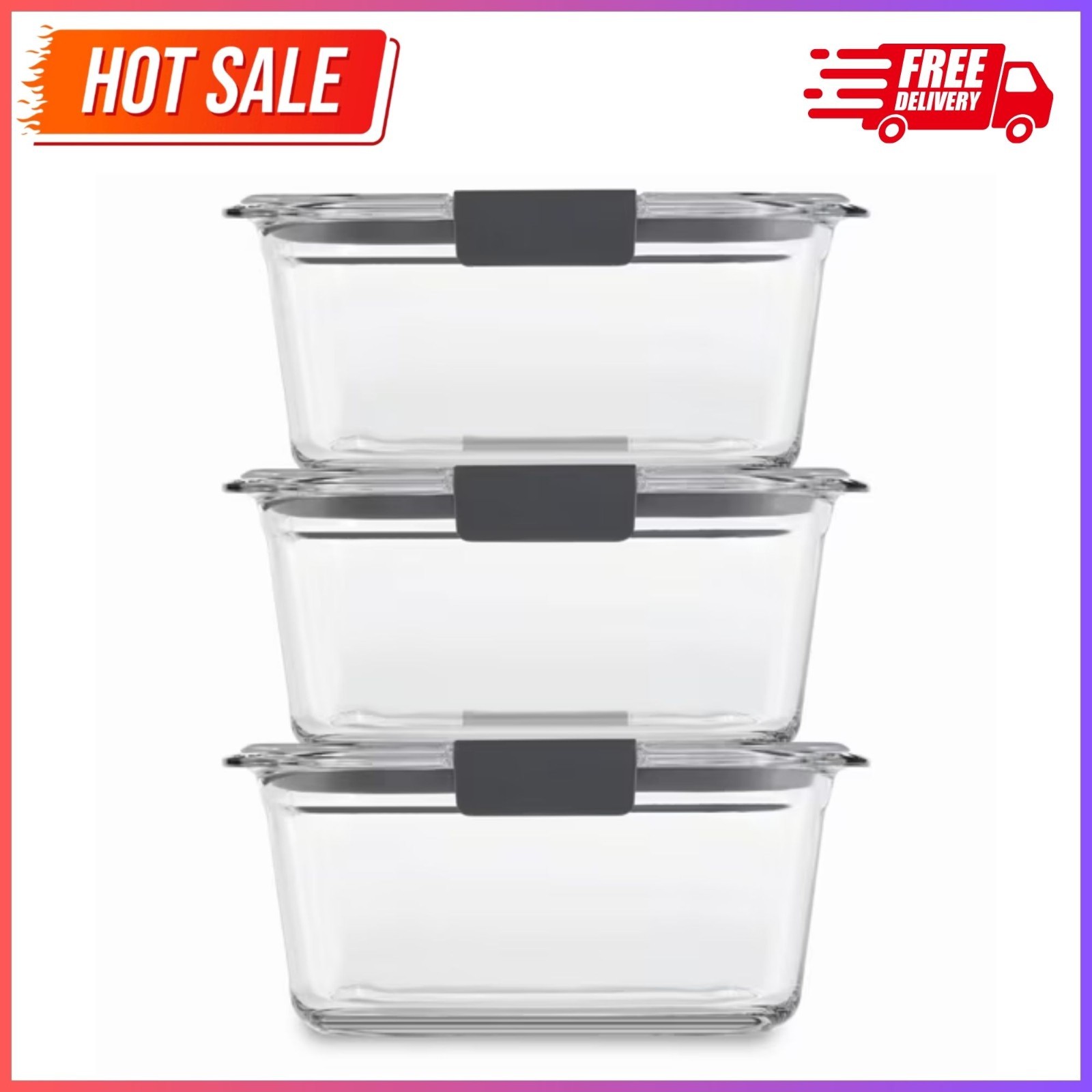 Rubbermaid Brilliance 3-Pack Glass Food Storage Containers, 4.7-Cup