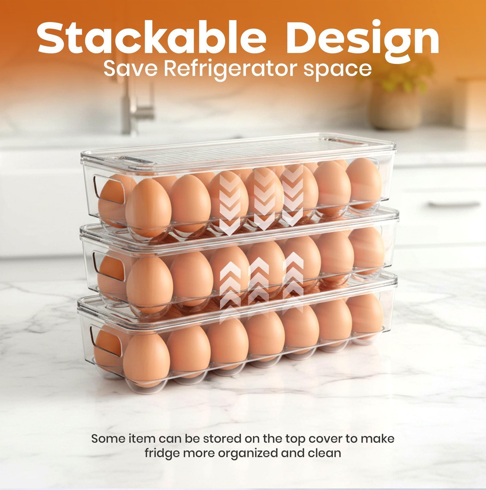 Utopia Home Egg Container With Lid and Handle for Refrigerator – Pack of 1 -…