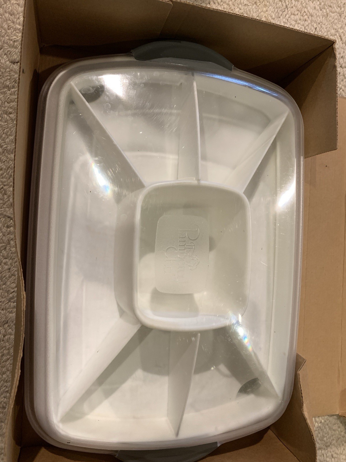 The Pampered Chef Chillzanne Rectangle Server Set White Plastic Snap Lid 3pc