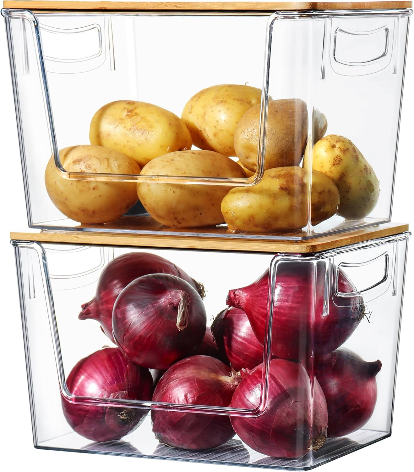 Pantry Organizers Storage, 2 Pack Large Clear Storage Bins for Onion, Potato, Ga