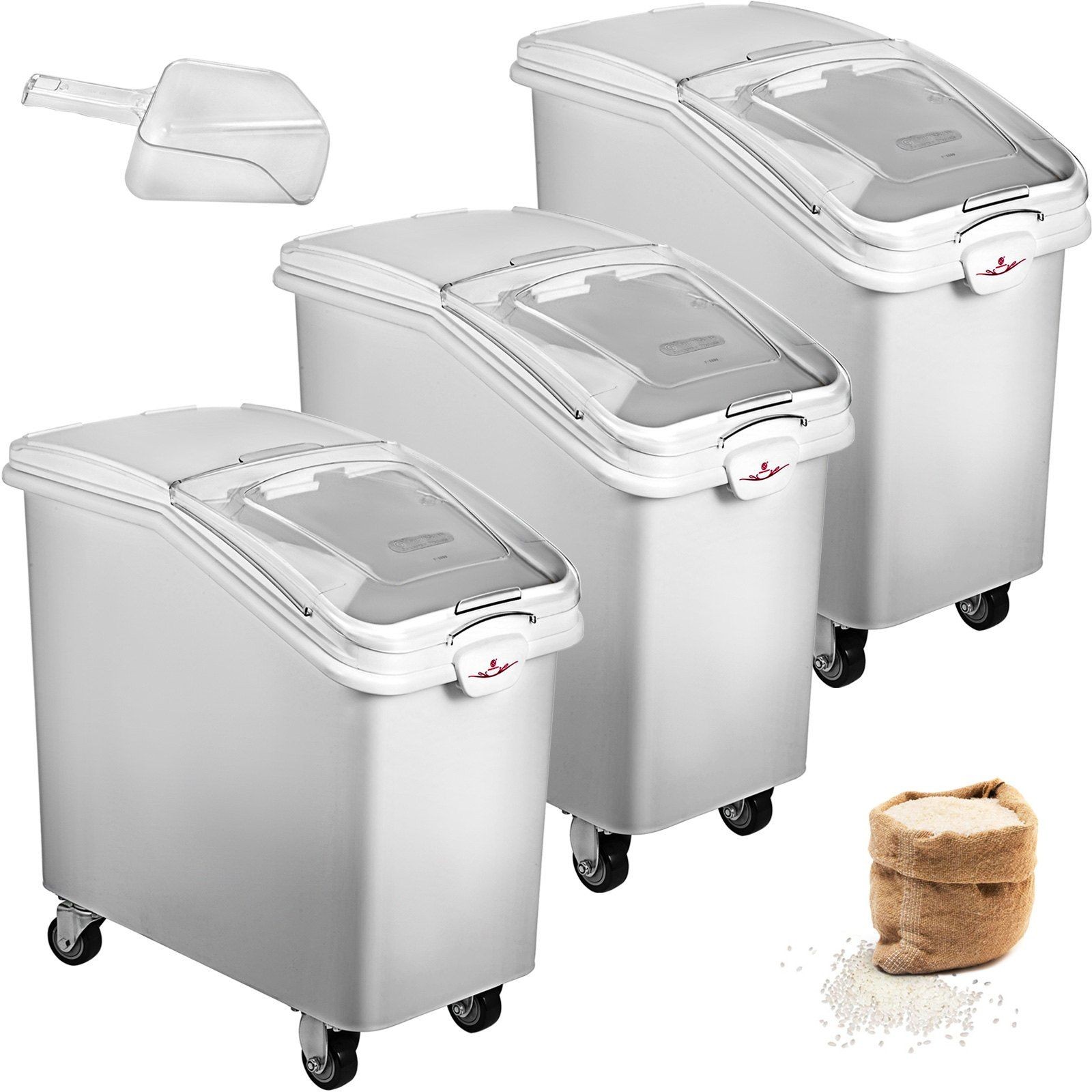 21gal 3-Pack Storage Bin with Casters & Dry Ingredient Storage Capacity