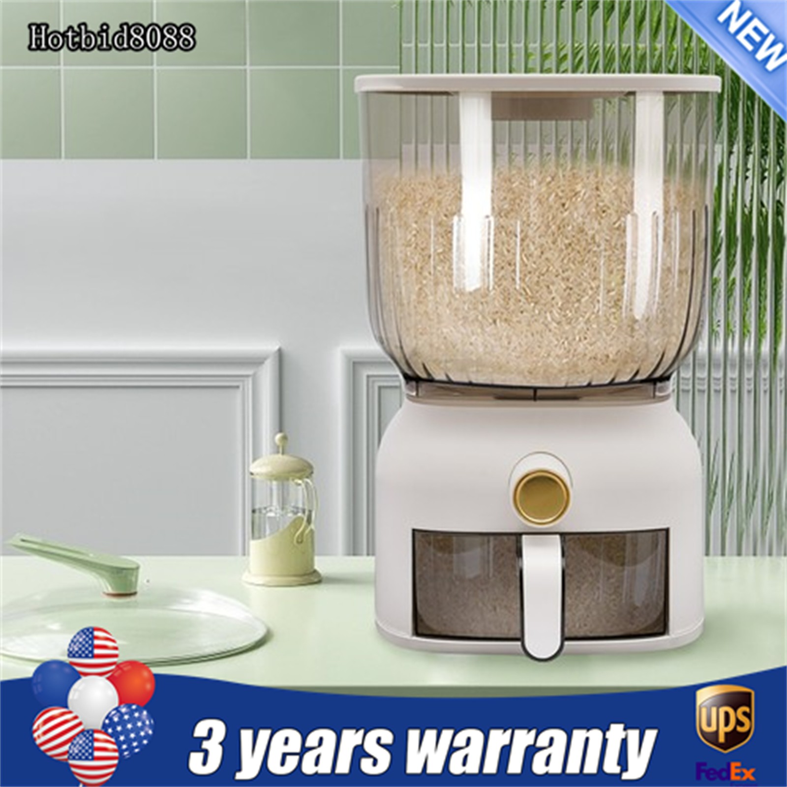 22lbs Rice Dispenser Grain Storage Container Kitchen Organizer With Rice Cup