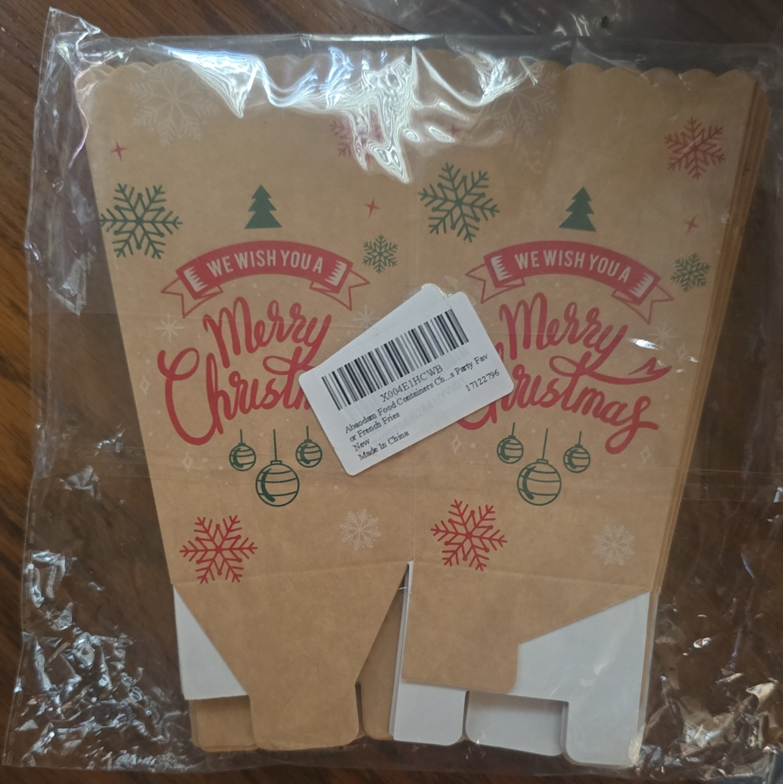 Abaodam Christmas Snowflake Party Favor Food Container Paper Trapezoid