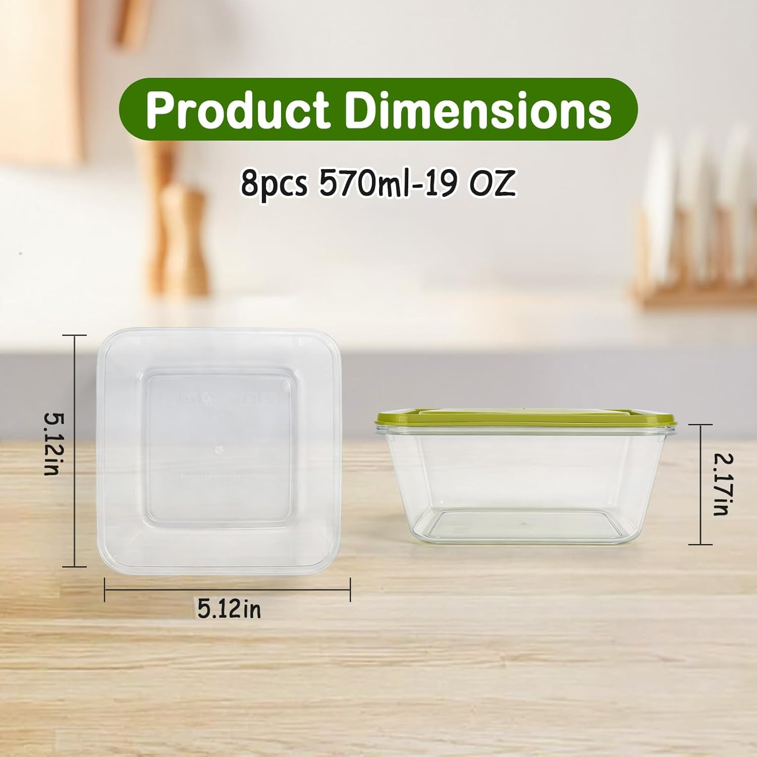 16 Pcs Square Food Storage Containers, Prep Containers Reusable with Plastic Lid