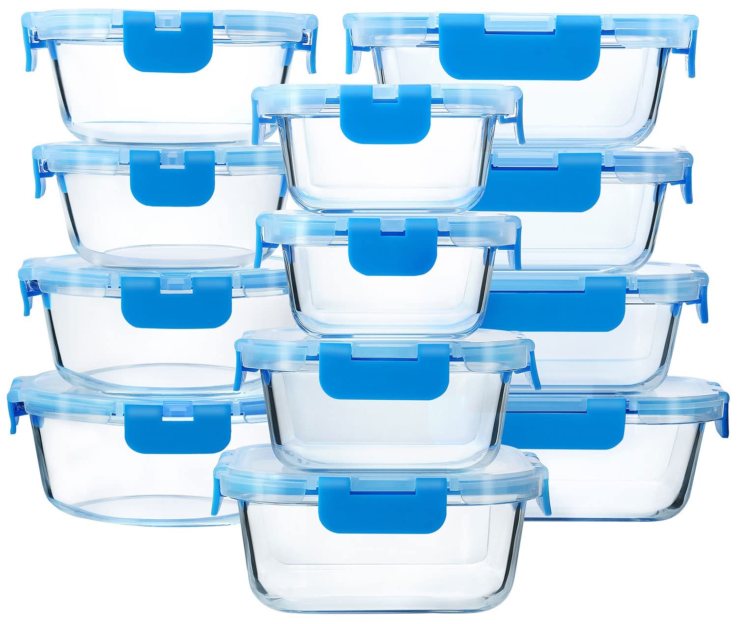 24-Piece Glass Food Storage Containers with Upgraded Snap Locking Lids,Glass …