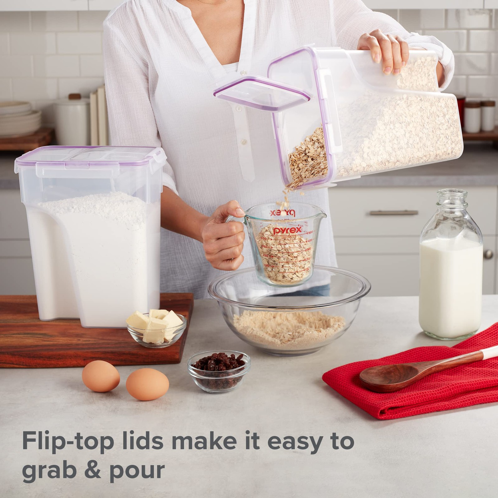 Airtight 2-Pack (22.8 Cup) Cereal Dispenser Storage Containers, Flip-Top Lid …