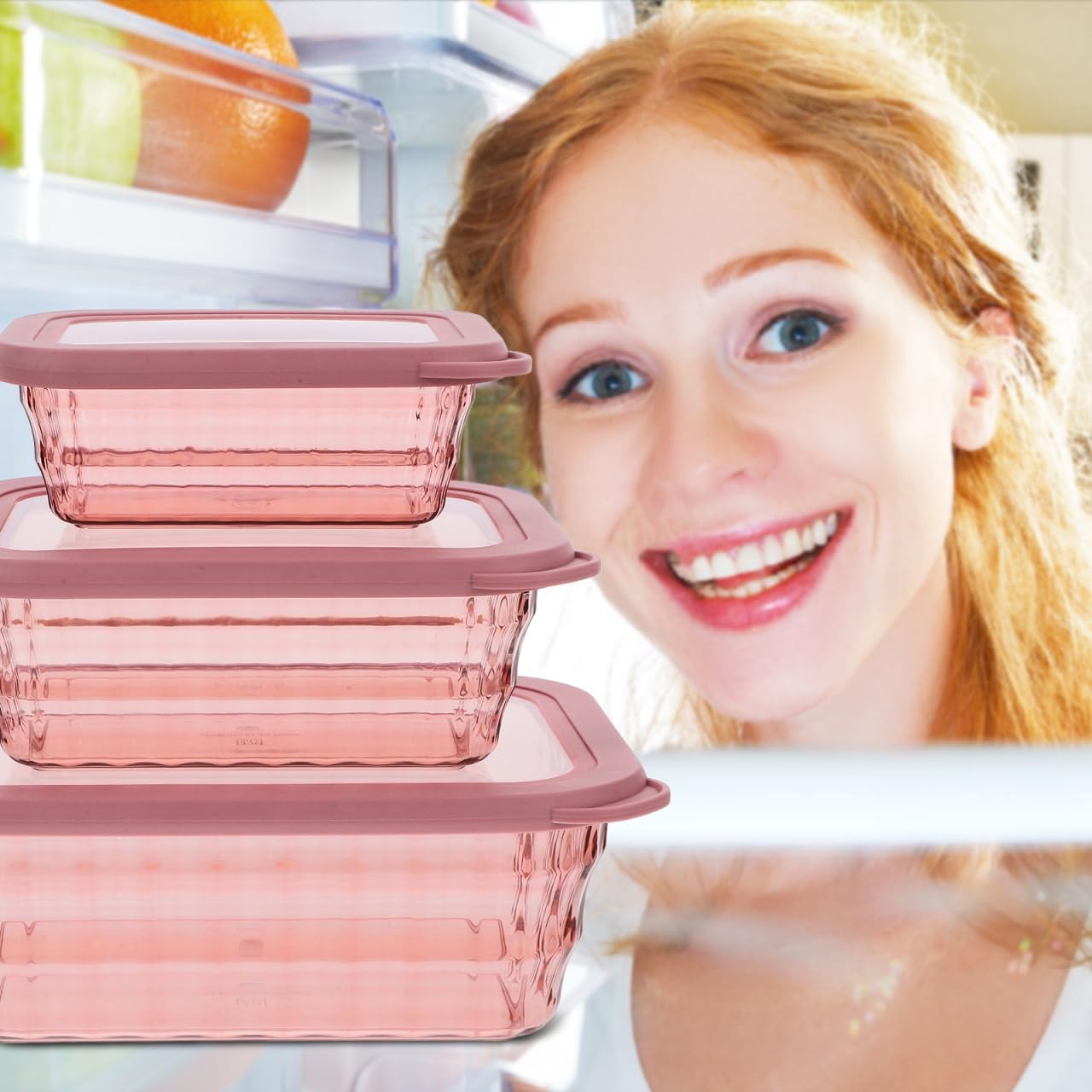 3-Piece Food Storage Containers Set 9.44X6.69X3.54In Clear Kitchen Food Holde…