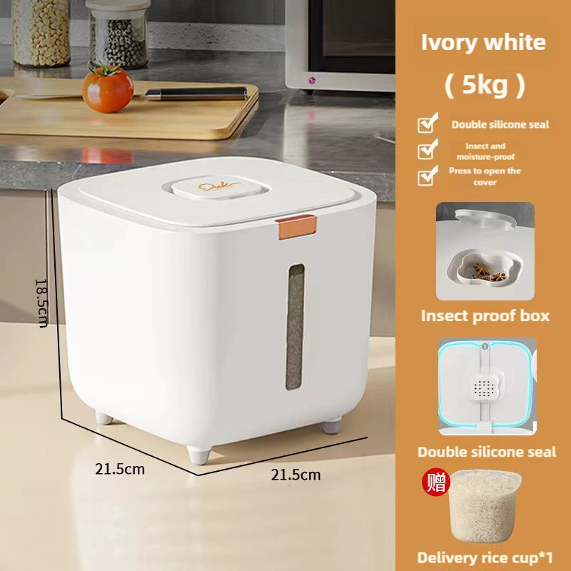 Rice Storage Container Kitchen Flour Food Dispenser Box Grain Sealed Organizer
