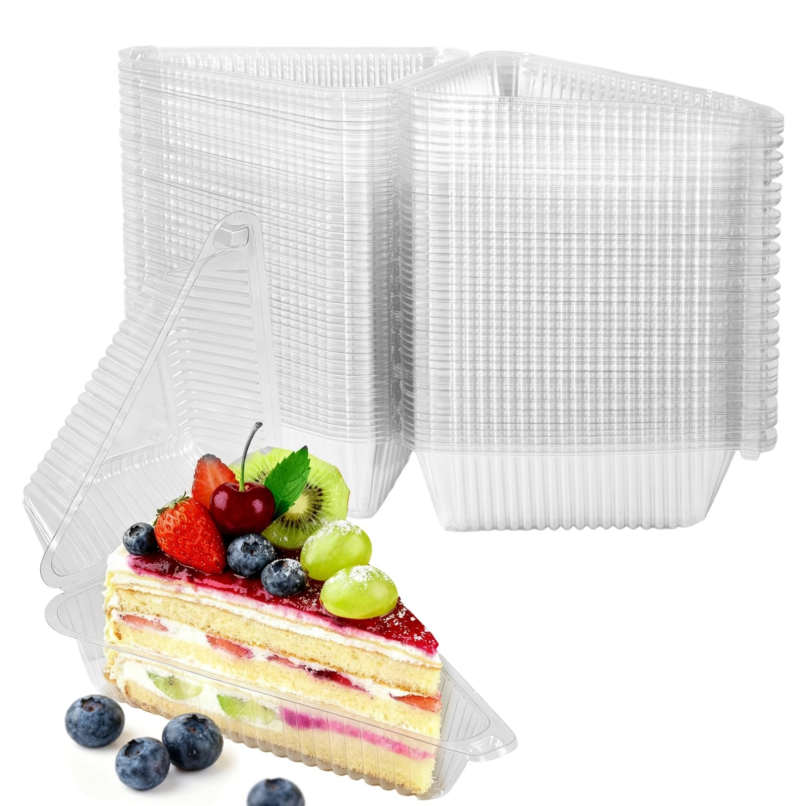 Cake Slice Containers Fits 6-8 Diameter Pie Plastic Cheesecake Box 100 PCS