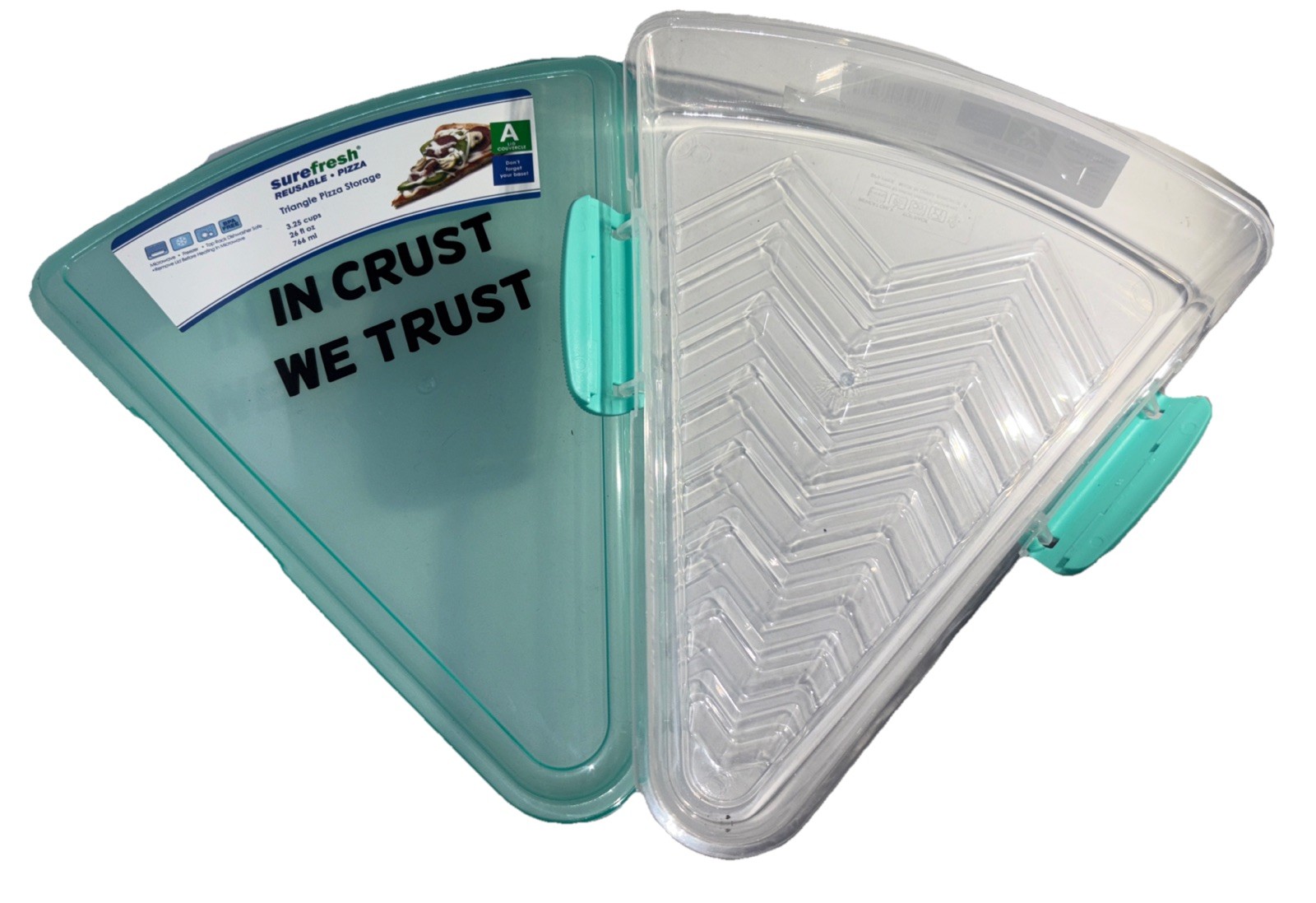 SureFresh Reusable Pizza Storage 26oz Microwave/Freezer Safe-“In Crust We Trust”