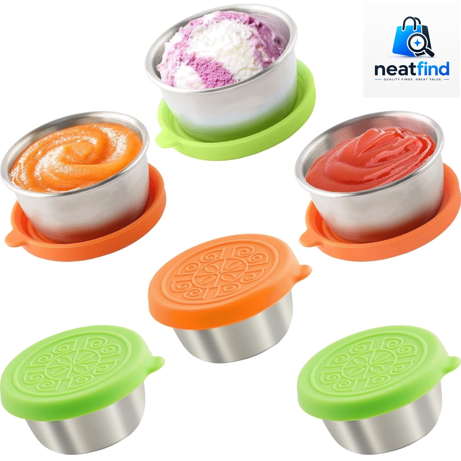 6×1.6 Oz Salad Dressing Containers With Lids, Small Leakproof Reusable Stainl…