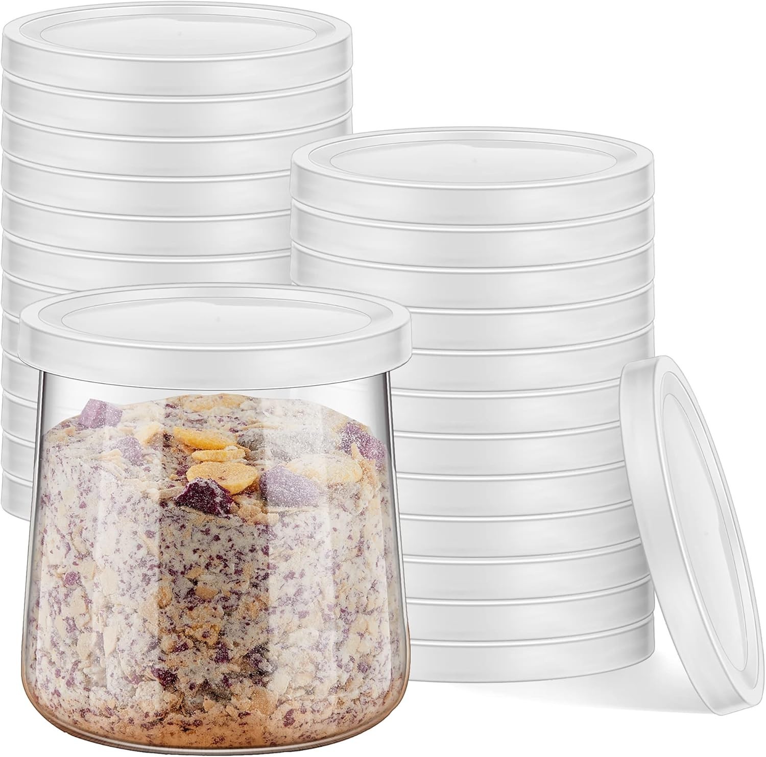Set of 24 Clear Yogurt Jar Lids – Reusable and Safe Polyethylene Design