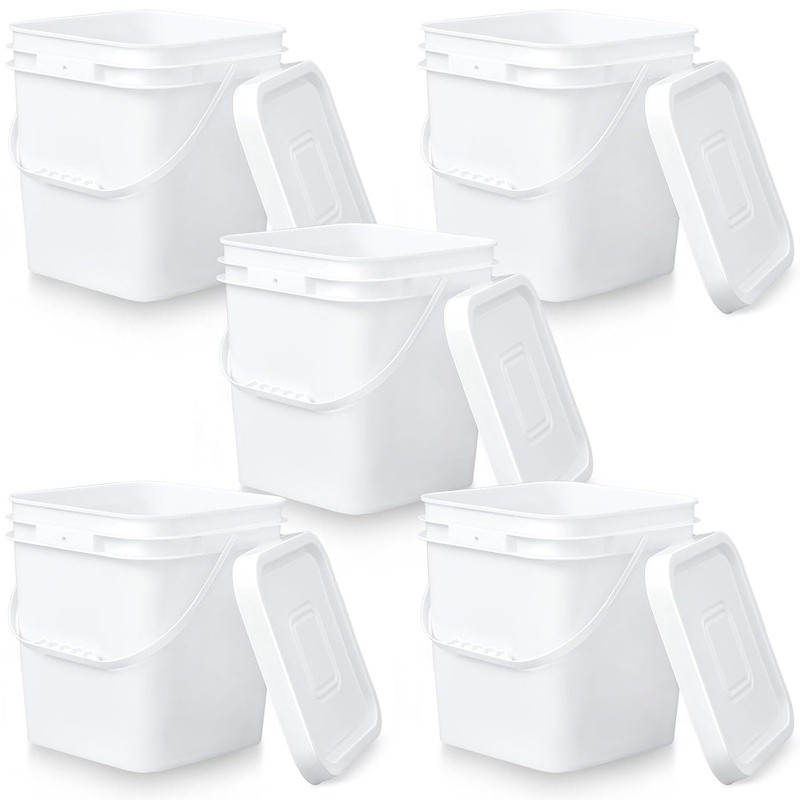 Food Grade Plastic Buckets W/ Lid Kitchen Storage Cleaning Pet Supplies New