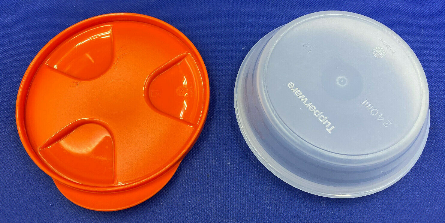 Tupperware Duo Bowl Sheer #5422 with Orange #5419 Seal
