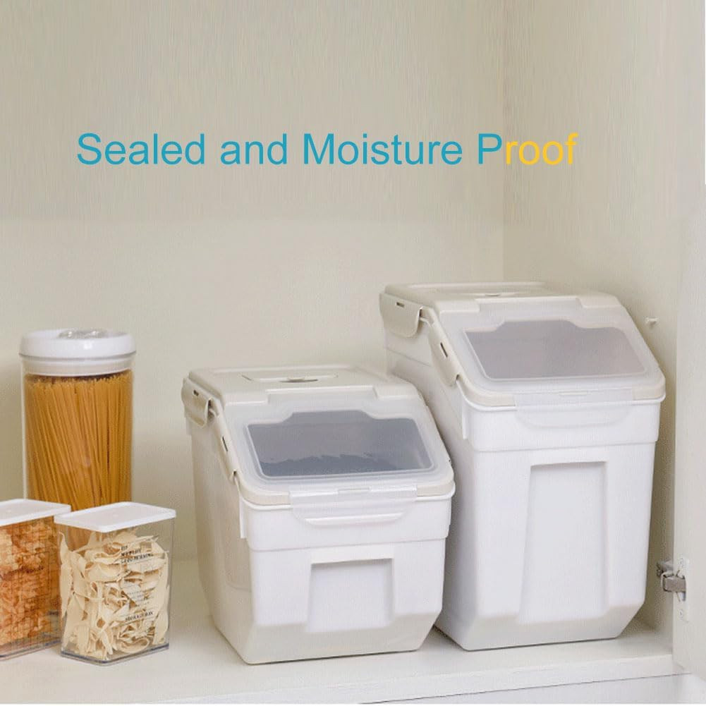 25LB Large Flour Storage Container Bin ,2 Pack Airtight Plastic with Wheels Seal