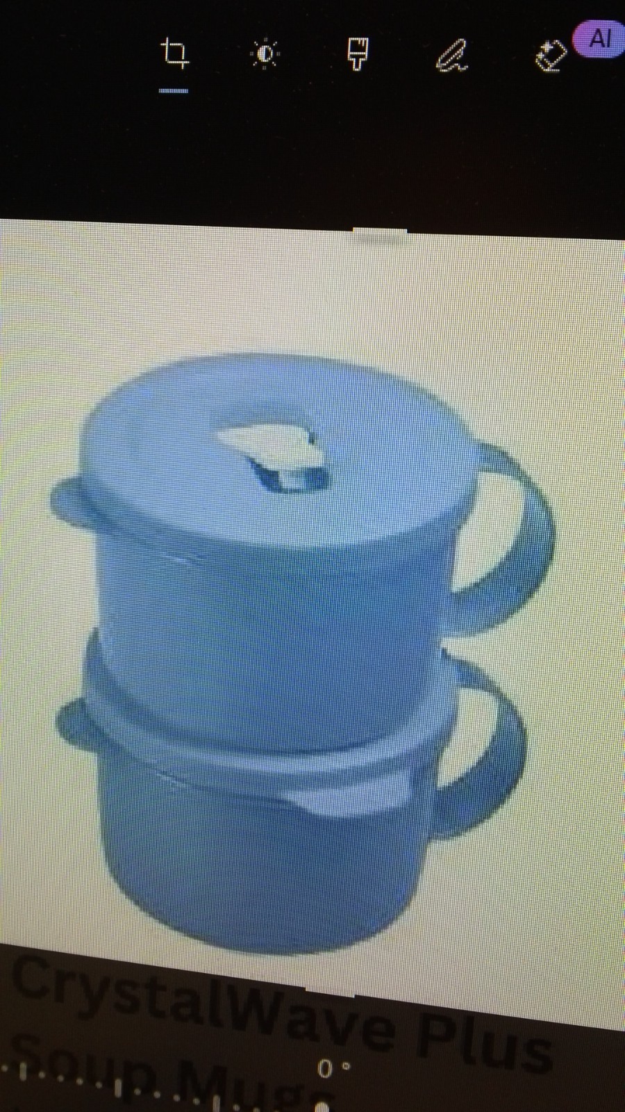 Tupperware CrystalWave Set of 2-Soup Mug, Blue #3155A-2- NIP