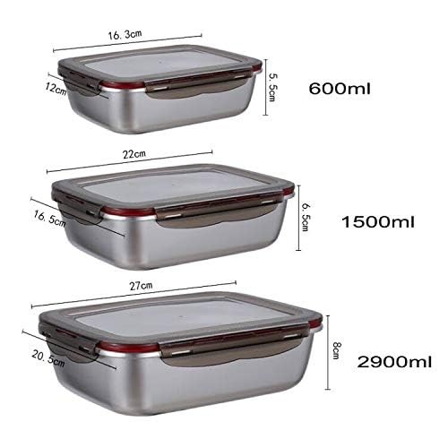 MAOYUAN 3 Pieces Stainless Steel Food Storage Container with Lids Silver