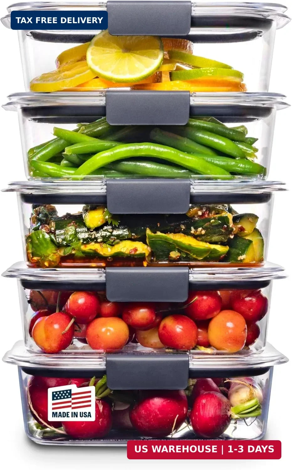 Rubbermaid Brilliance Tritan Plastic Food Storage Containers BPA Free Airtight L
