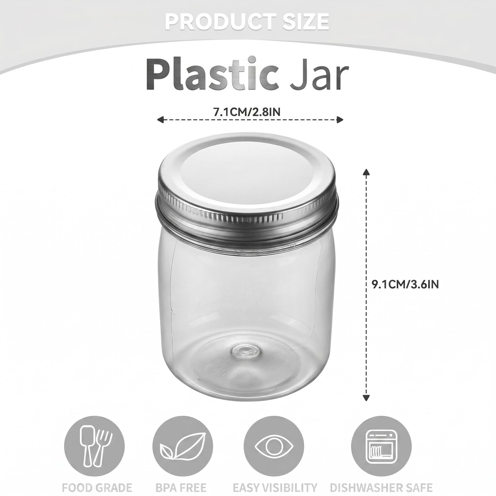 8 oz Clear Plastic Jars with Airtight Lids, 32 Pack Plastic Mason Jars with L…