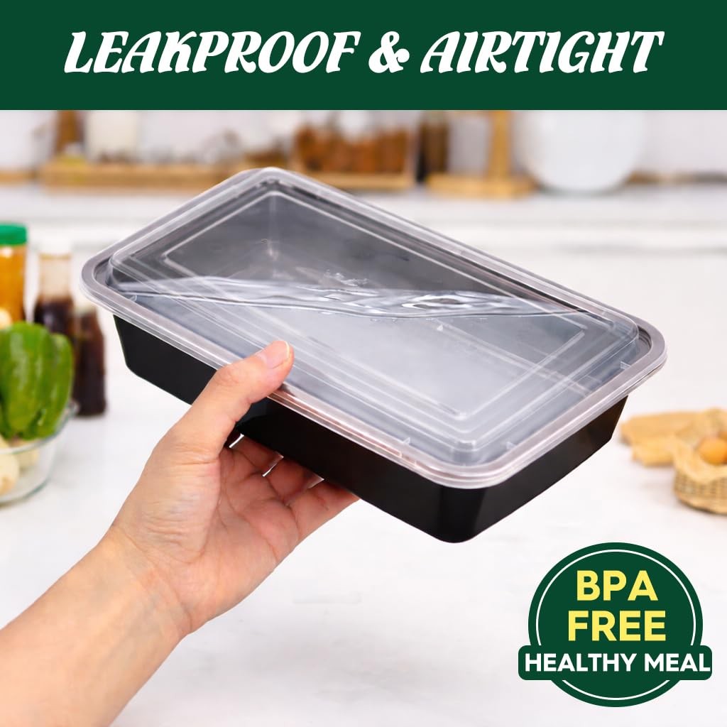 Glotoch Meal Prep Containers 32oz 50 Pack(100 Piece) with Lids, 1-compartment…