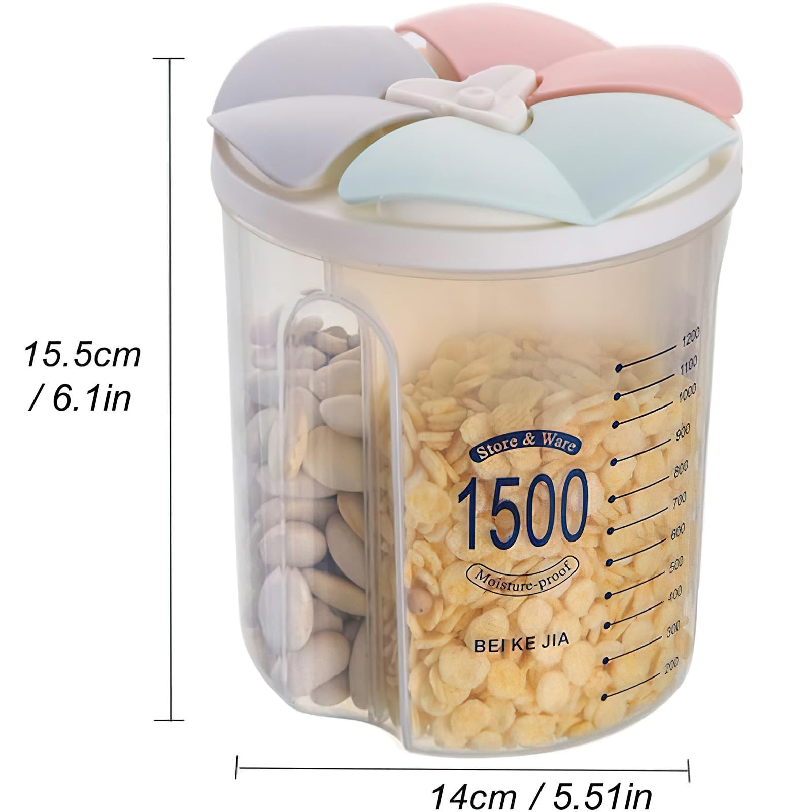 Airtight Kitchen Food Storage Container, Leak-Proof BPA Plastic Plastic Dry C…