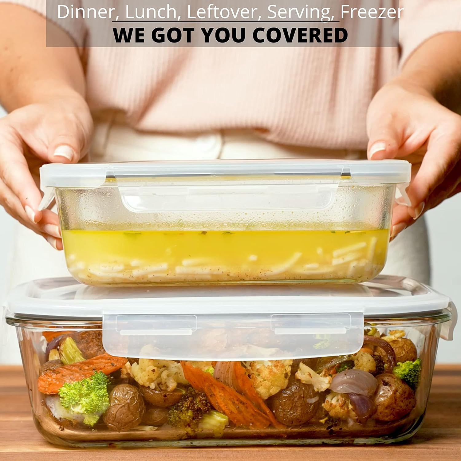 4 Pc (2700ML/ 91 Oz & 1520ML/ 51 Oz) Airtight Large Glass Food Storage Container