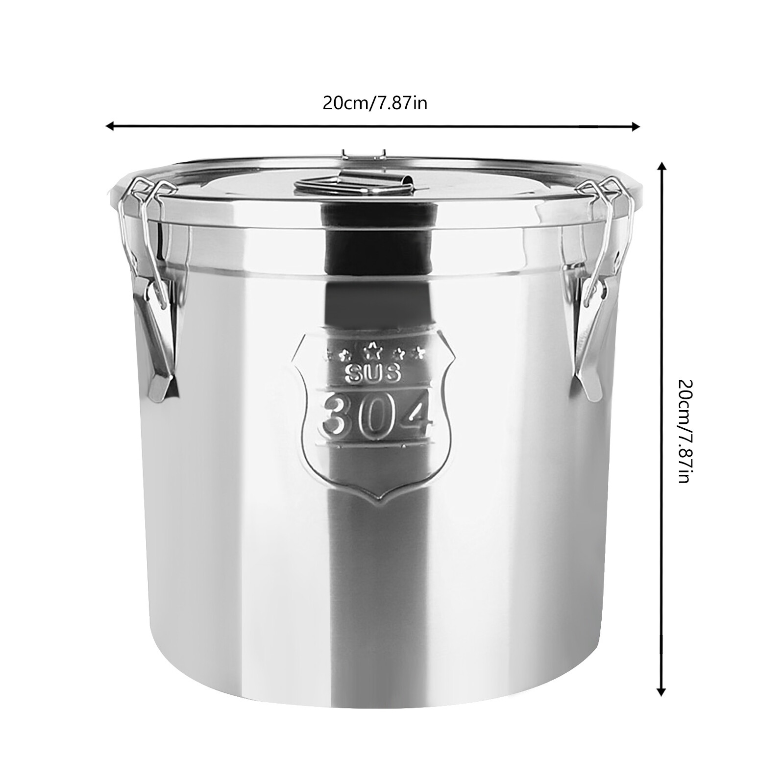 6L Airtight Rice Bucket Canister Food Storage Container 304 Stainless Steel