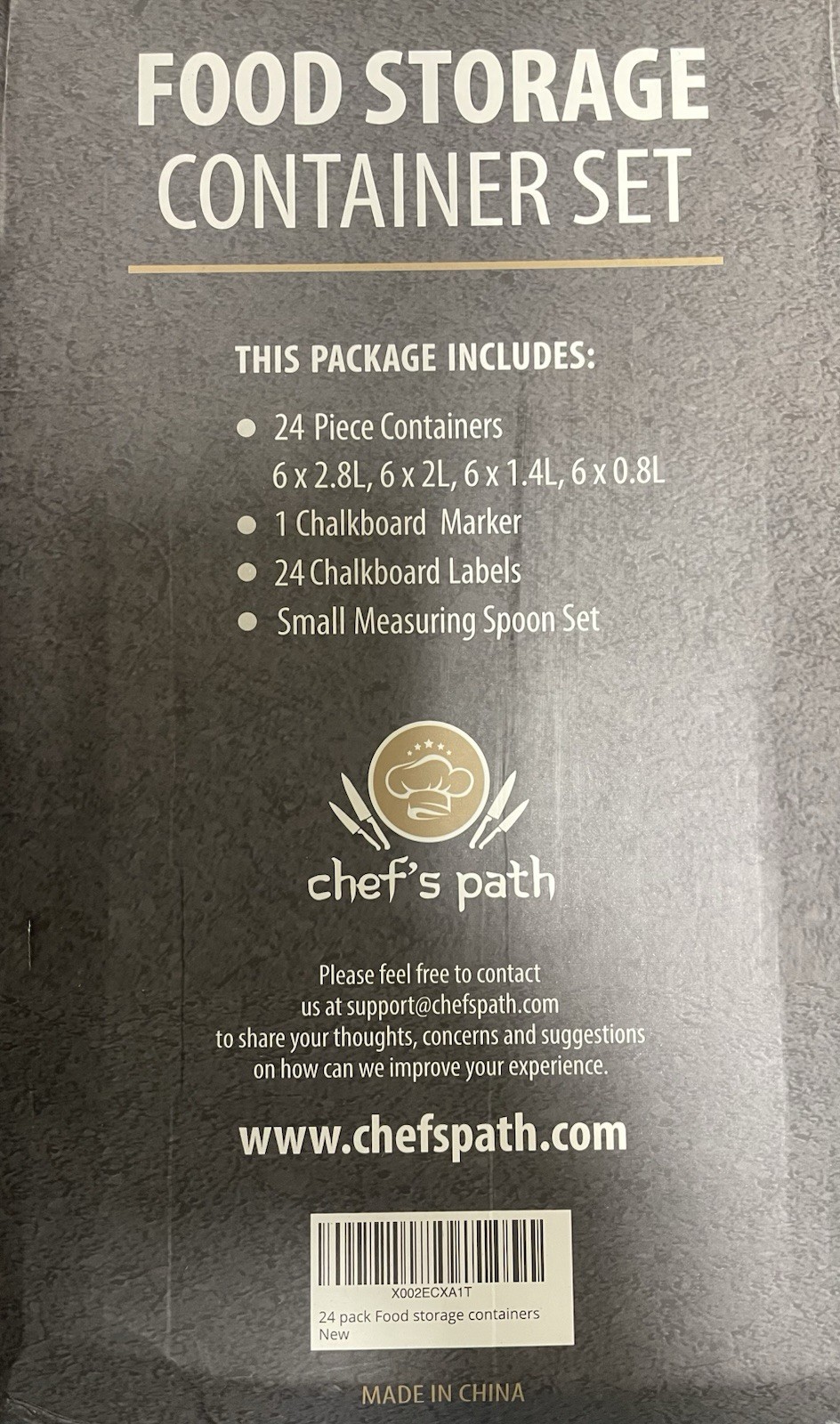 Chef’s Path Set Of 24 Sealable Food containers, In Four Sizes, New in Box
