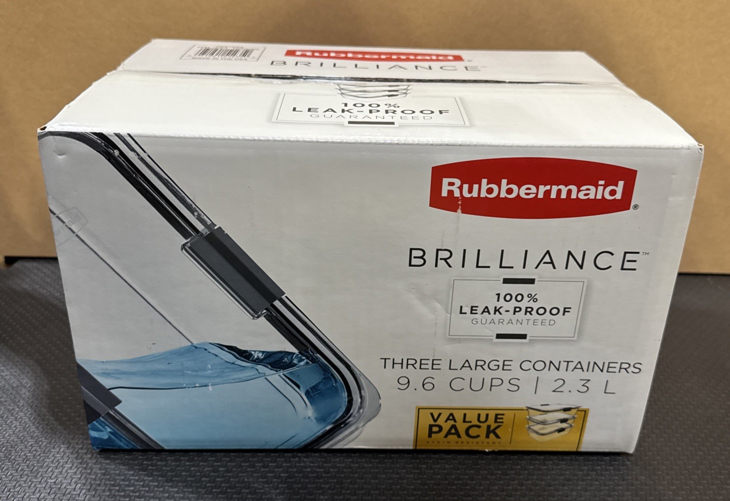 Rubbermaid Brilliance 3 Pack 9.6 Cup Clear Food Storage Containers Leak-Proof