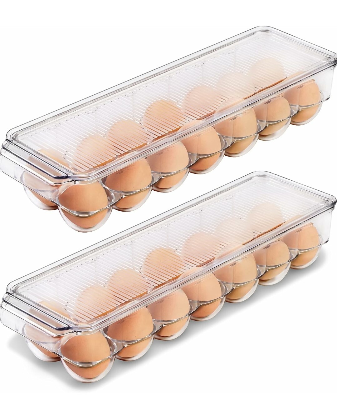 NEW 2 Egg Containers for Refrigerator Holds 14 Eggs with Lid & Handle Utopia