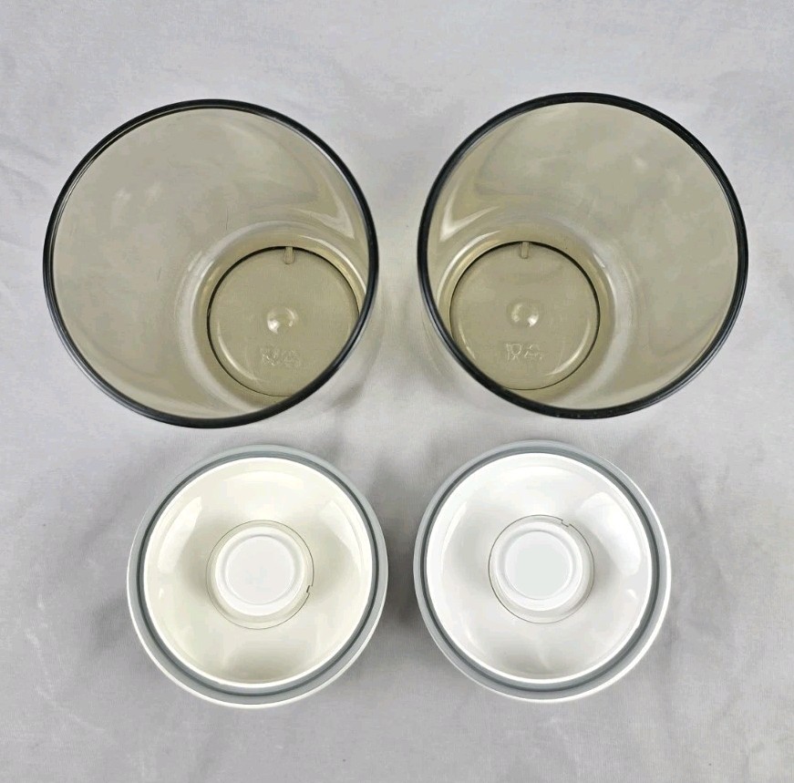 Set of 2 FoodSaver Snail Vacuum Seal Canister Jar & Lid KY-114 25 oz Smoke