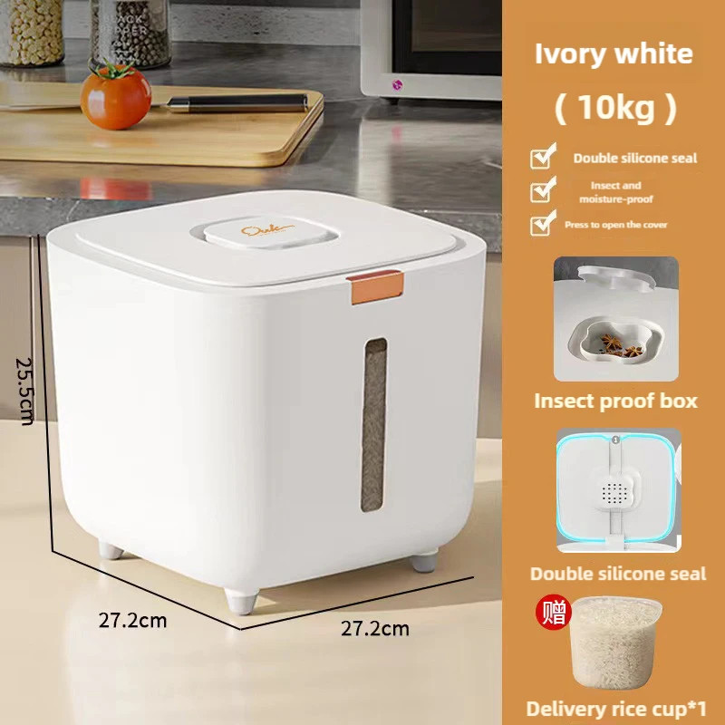 Rice Storage Container Kitchen Flour Food Dispenser Box Grain Sealed Organizer