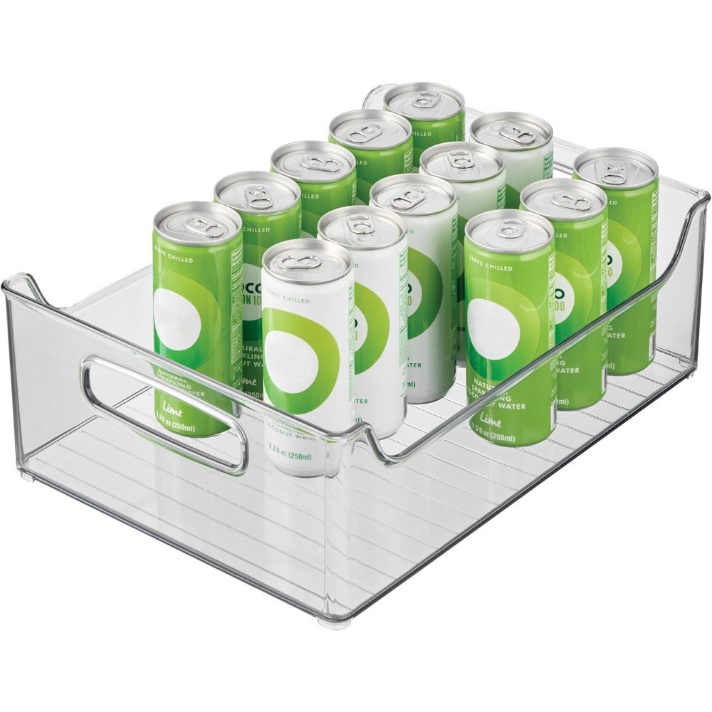 Stackable Clear Storage Bins with Handles for Pantry Fridge Organization