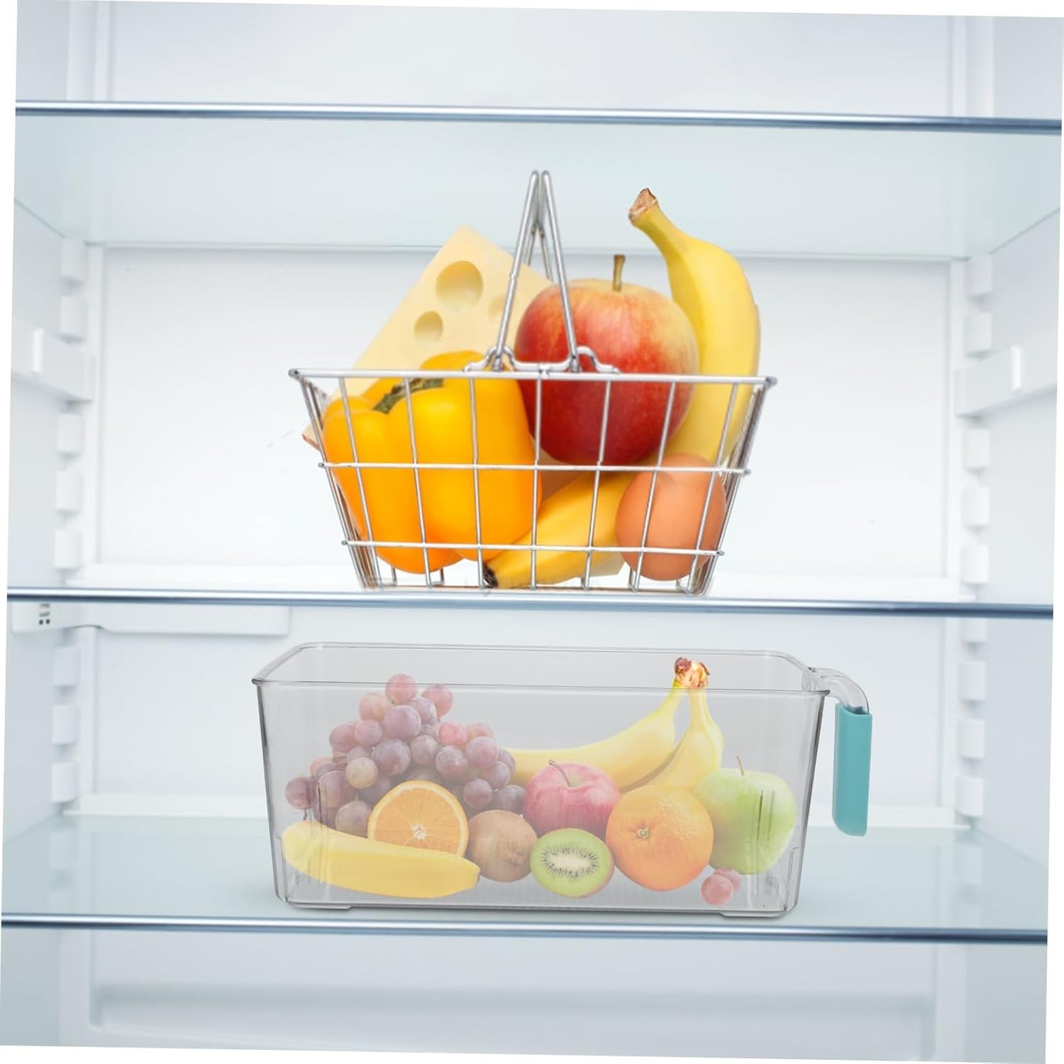 Fridge Organizer Bin Lid Handle Design Capacity Food Storage Container for Fr…