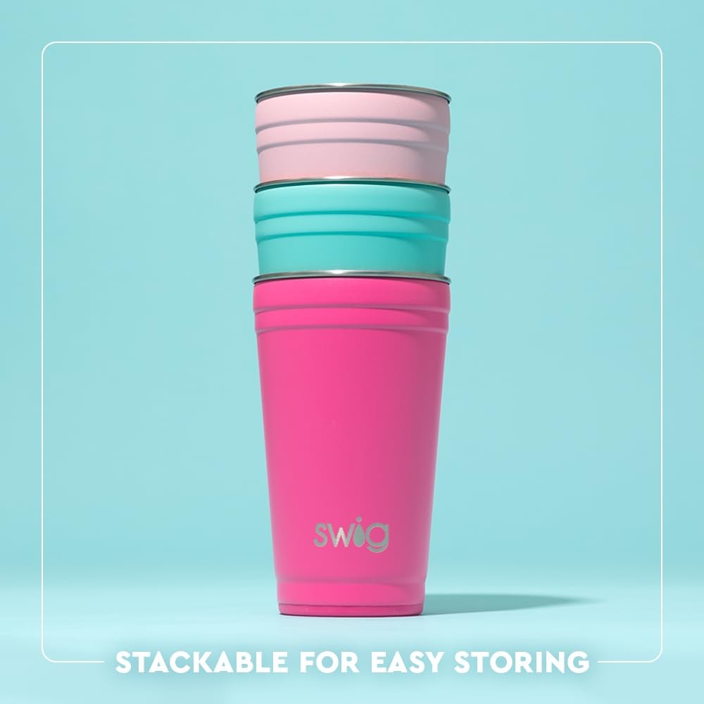 Swig Life Party Cup Stackable Insulated Travel Coffee Tumbler Ez Slider Lid Cup