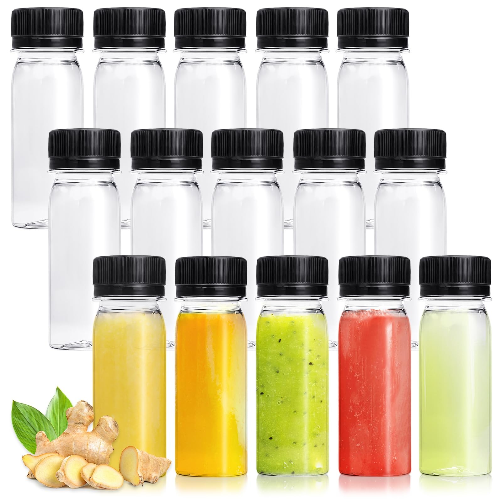 30 Pcs 2 Oz Small Plastic Bottles for Liquids,Ginger Shot Bottle with Lids,Re…