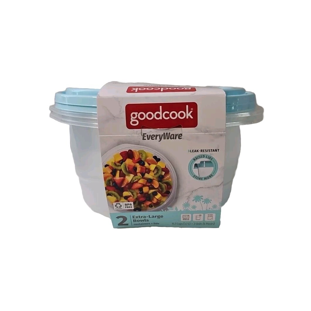 Goodcook EveryWare 2 Extra-Large Round Food Containers & Lids 2 Pack (4 Total)