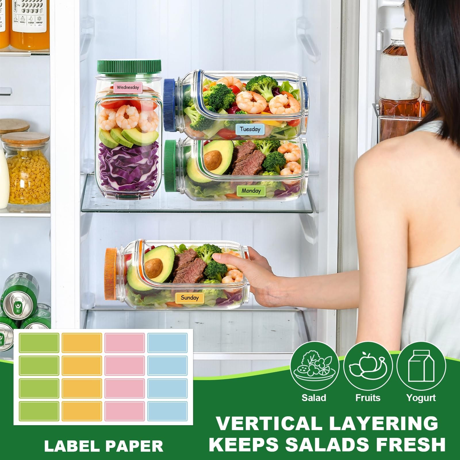 Salad Pod, 1000ml Side-Opening Salad Container (Salad Container for Lunch), L…