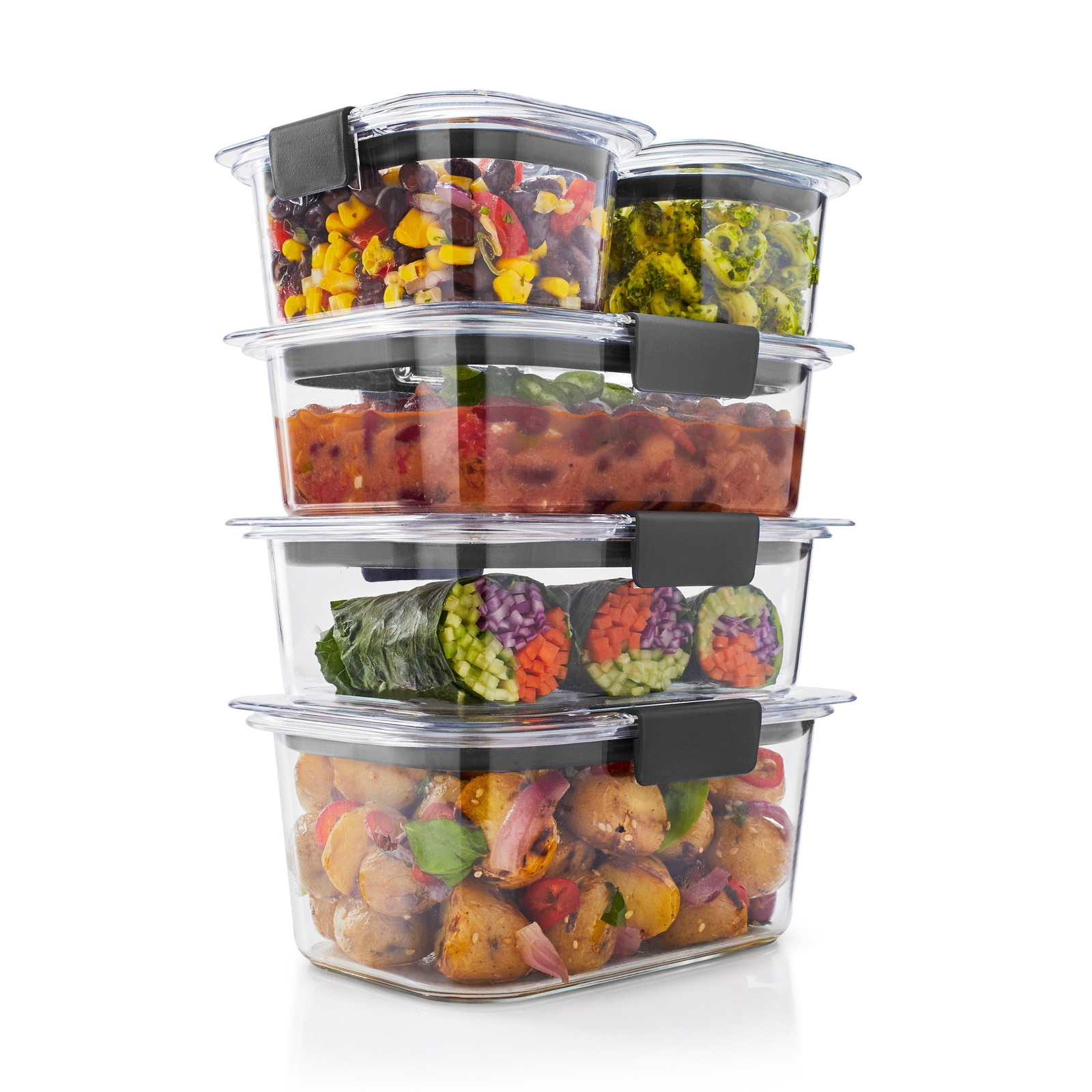 Brilliance Leak-Proof Stain Resistant Clear Food Storage Containers,10 Piece Set