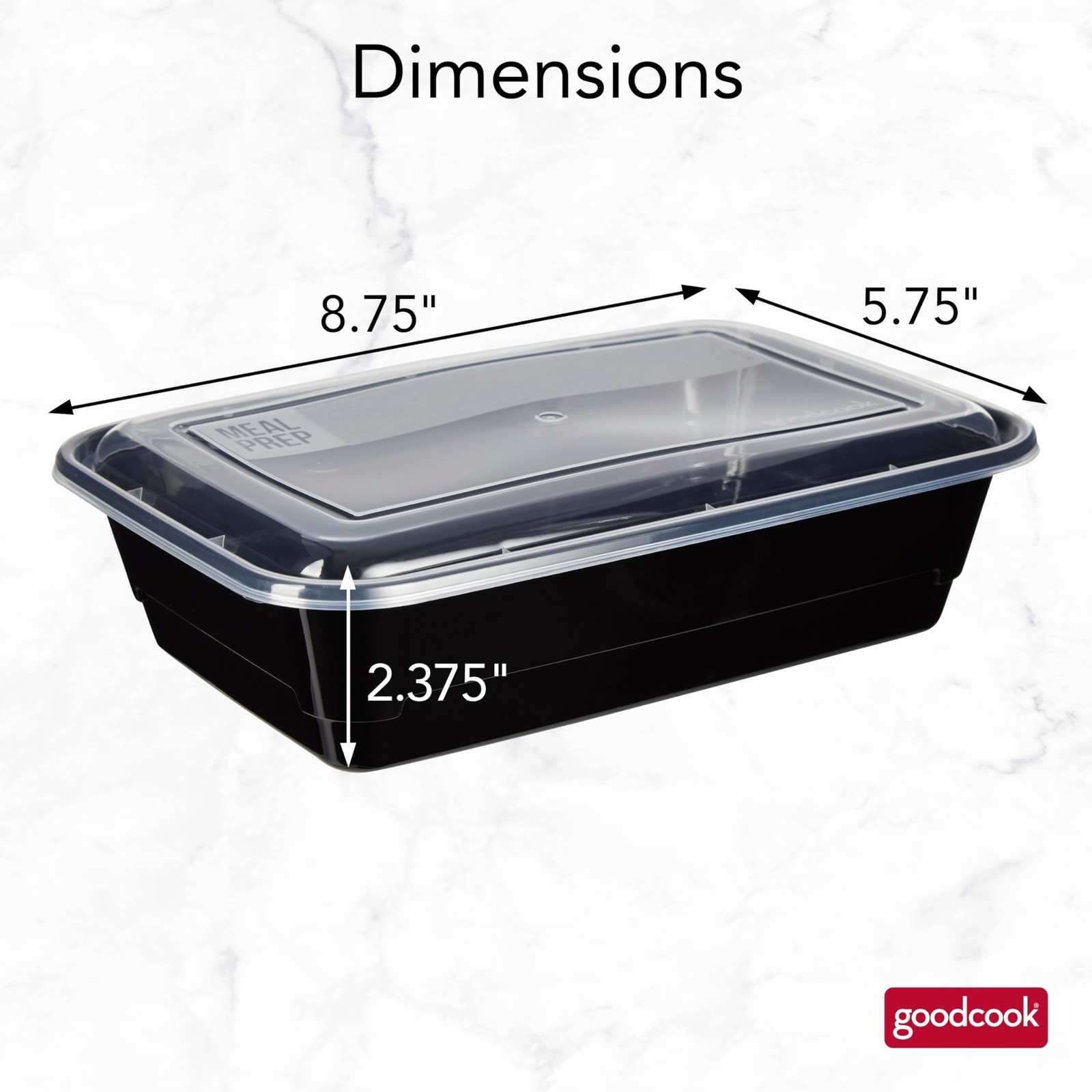 GoodCook Meal Prep Containers, Single Compartment 1 Count (Pack of 1), Black